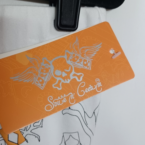 SOUR N CREAM Skull Castle Medieval Colorful Print White Strapless Top XL NWT - Picture 8 of 11